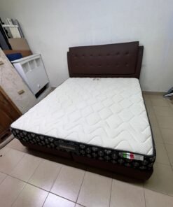 Classic Brown Faux Leather Bed Frame with Tufted Headboard & White Quilted Mattress – Complete Divan Bed Set for Bedroom & Guest Room - Image 3