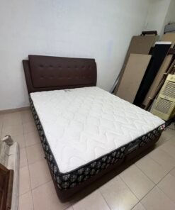 Classic Brown Faux Leather Bed Frame with Tufted Headboard & White Quilted Mattress – Complete Divan Bed Set for Bedroom & Guest Room - Image 5