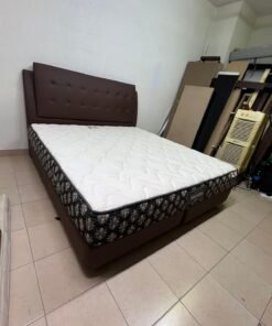 Classic Brown Faux Leather Bed Frame with Tufted Headboard & White Quilted Mattress – Complete Divan Bed Set for Bedroom & Guest Room - Image 7