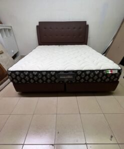 Classic Brown Faux Leather Bed Frame with Tufted Headboard & White Quilted Mattress – Complete Divan Bed Set for Bedroom & Guest Room - Image 8