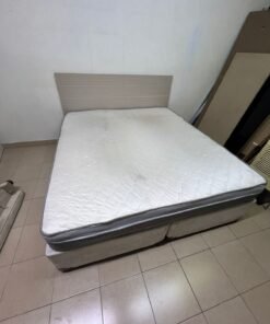 Modern Light Wood Bed Frame with Headboard & White Quilted Mattress – Complete Divan Bed Set with Grey Base for Bedroom & Guest Room - Image 2