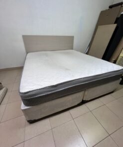 Modern Light Wood Bed Frame with Headboard & White Quilted Mattress – Complete Divan Bed Set with Grey Base for Bedroom & Guest Room - Image 3