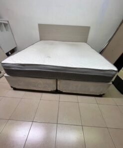 Modern Light Wood Bed Frame with Headboard & White Quilted Mattress – Complete Divan Bed Set with Grey Base for Bedroom & Guest Room - Image 5