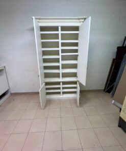 Classic White Paneled Wardrobe / Armoire – Traditional 2-Door Cabinet with Crown Molding, Top Rail & Bottom Storage Cupboard - Image 2