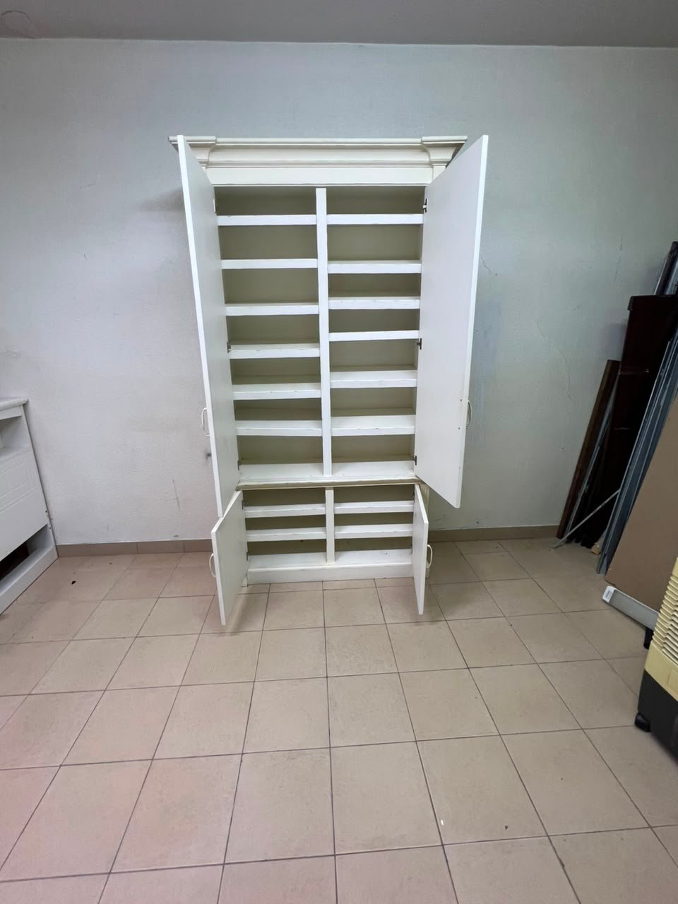 Classic White Paneled Wardrobe / Armoire – Traditional 2-Door Cabinet with Crown Molding, Top Rail & Bottom Storage Cupboard - Image 2