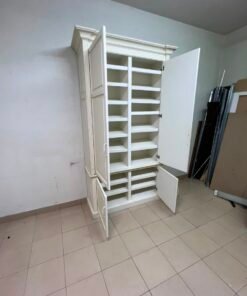 Classic White Paneled Wardrobe / Armoire – Traditional 2-Door Cabinet with Crown Molding, Top Rail & Bottom Storage Cupboard - Image 6