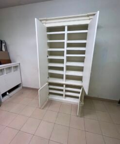 Classic White Paneled Wardrobe / Armoire – Traditional 2-Door Cabinet with Crown Molding, Top Rail & Bottom Storage Cupboard - Image 7