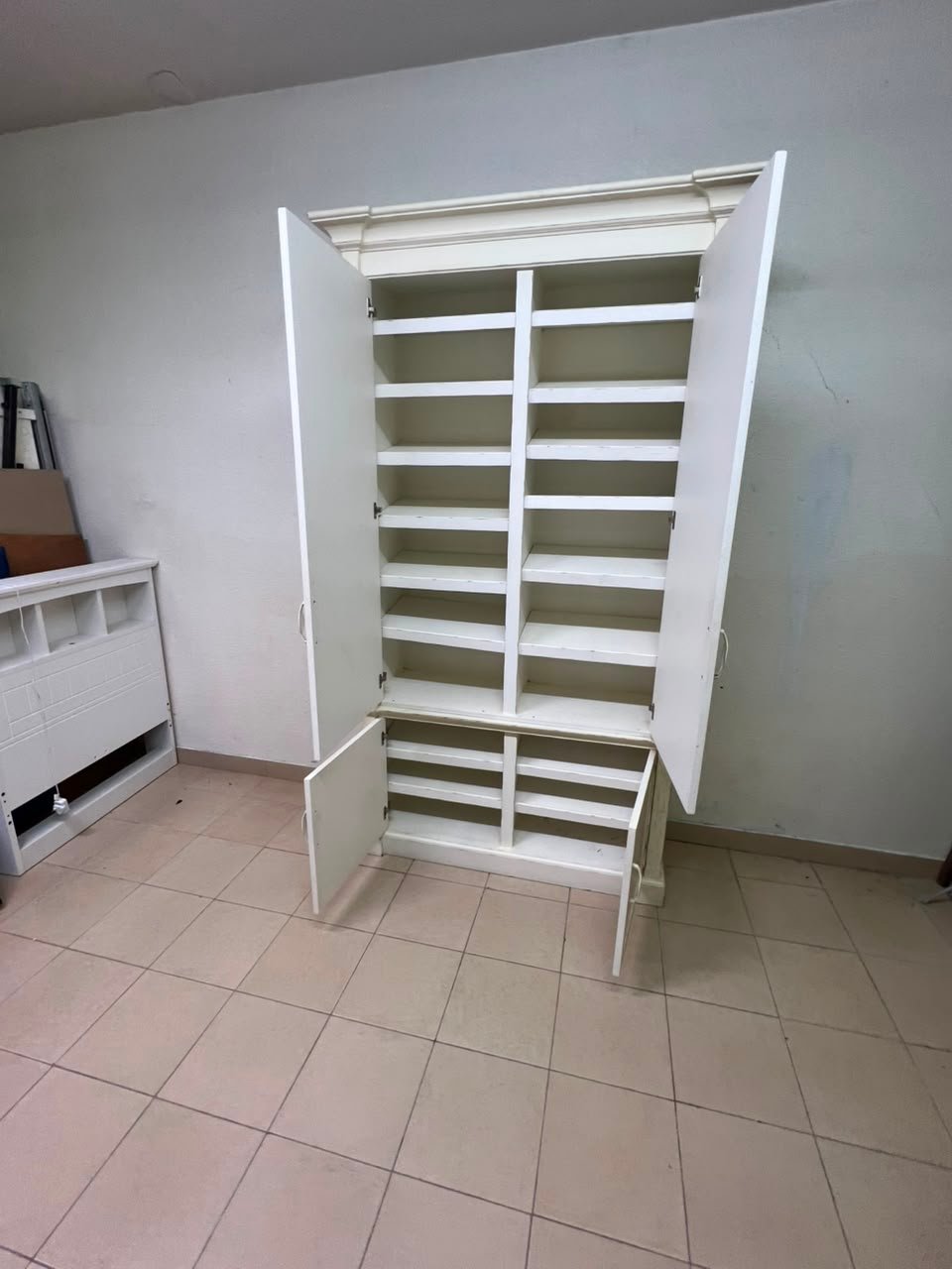 Classic White Paneled Wardrobe / Armoire – Traditional 2-Door Cabinet with Crown Molding, Top Rail & Bottom Storage Cupboard - Image 7