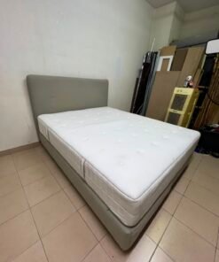 Modern Grey & White Divan Bed Set – Upholstered Headboard, Tufted White Mattress & Matching Grey Base for Bedroom & Guest Room - Image 2