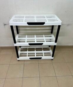 Modern 3-Tier Plastic Storage Shelf / Organizer Rack – White Ventilated Shelves with Black Frame for Garage, Bathroom, Kitchen & Office - Image 6