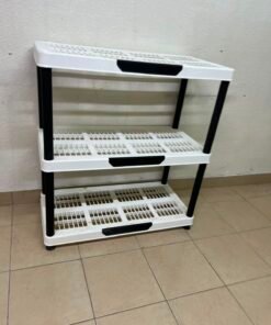 Modern 3-Tier Plastic Storage Shelf / Organizer Rack – White Ventilated Shelves with Black Frame for Garage, Bathroom, Kitchen & Office - Image 7