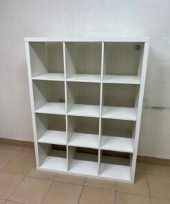 Modern White 12-Cube Bookshelf / Storage Organizer – 4-Tier Open Compartment Shelving Unit for Living Room, Bedroom & Office