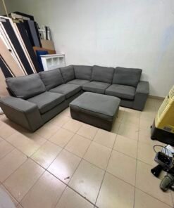 Modern Grey L-Shaped Sectional Sofa with Ottoman – Large Fabric Corner Couch with Plush Back Cushions & Solid Base for Living Room & Apartments - Image 2