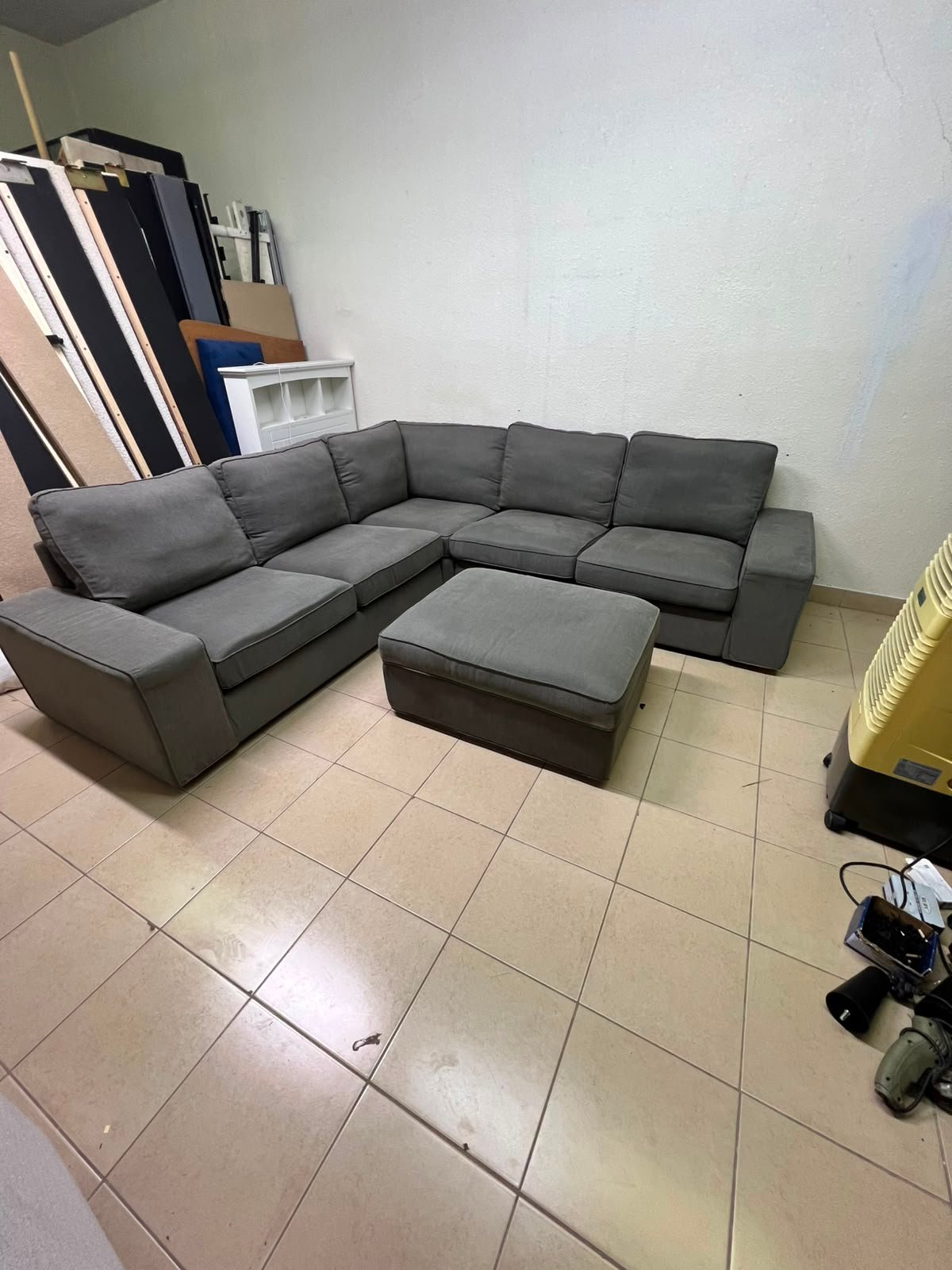 Modern Grey L-Shaped Sectional Sofa with Ottoman – Large Fabric Corner Couch with Plush Back Cushions & Solid Base for Living Room & Apartments - Image 2