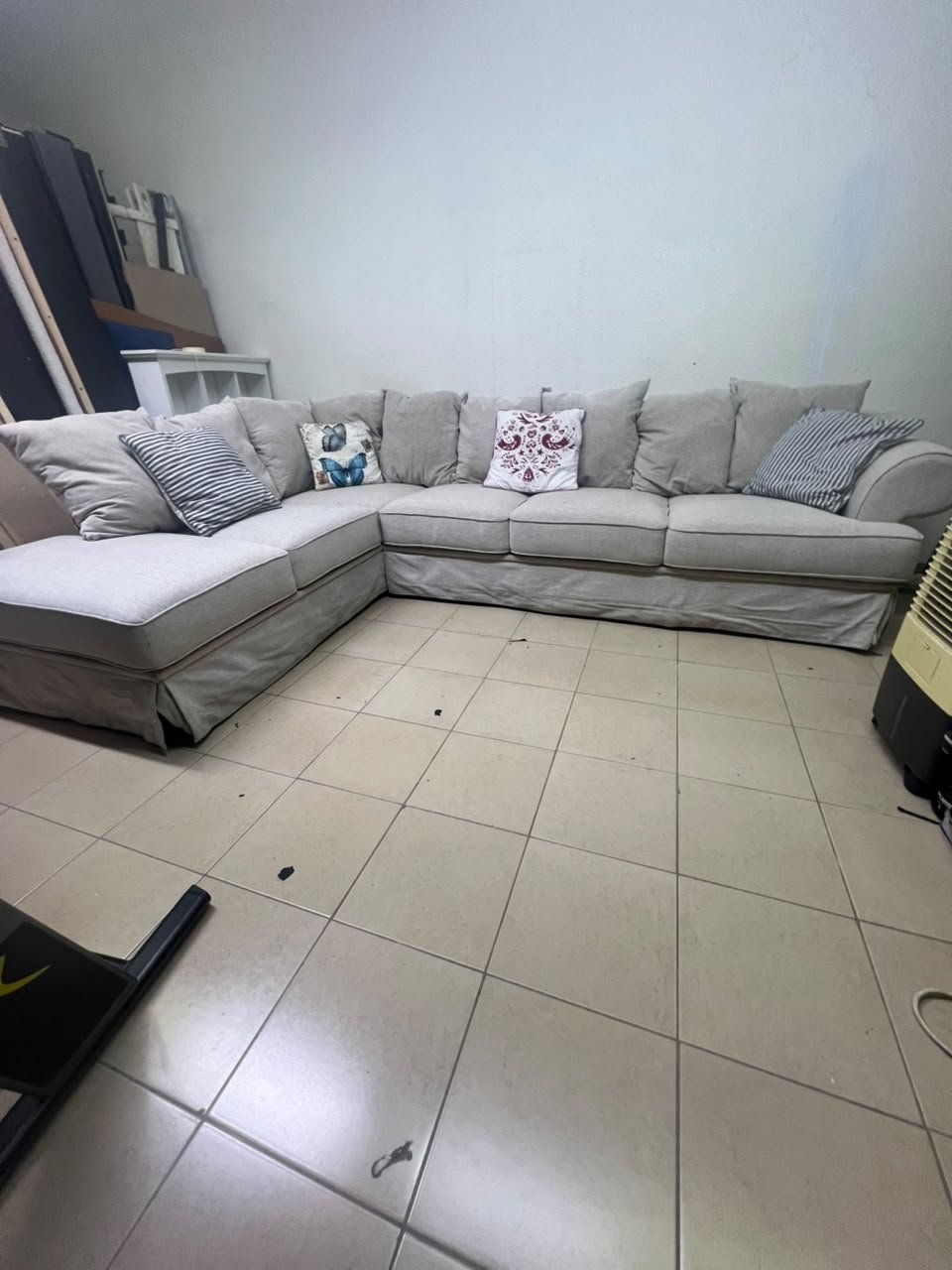 Modern Light Beige L-Shaped Sectional Sofa with Chaise Lounge – Large Fabric Corner Couch with Loose Slipcovers, Back Cushions & Pillows for Living Room - Image 3