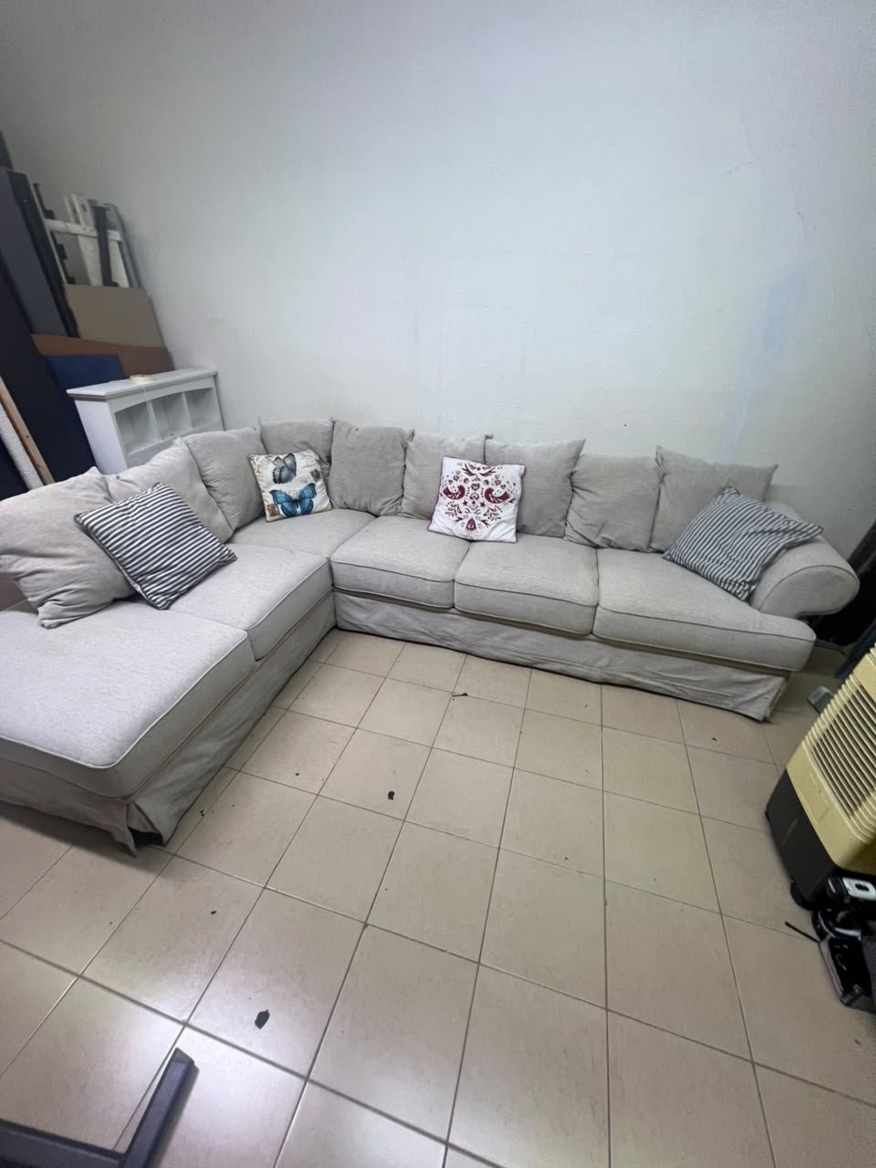 Modern Light Beige L-Shaped Sectional Sofa with Chaise Lounge – Large Fabric Corner Couch with Loose Slipcovers, Back Cushions & Pillows for Living Room - Image 6