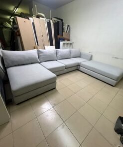 Modern Light Grey U-Shaped Sectional Sofa with 2 Chaise Lounges – Large Plush Fabric Couch with 3 Back Cushions & Solid Base for Living Room - Image 2