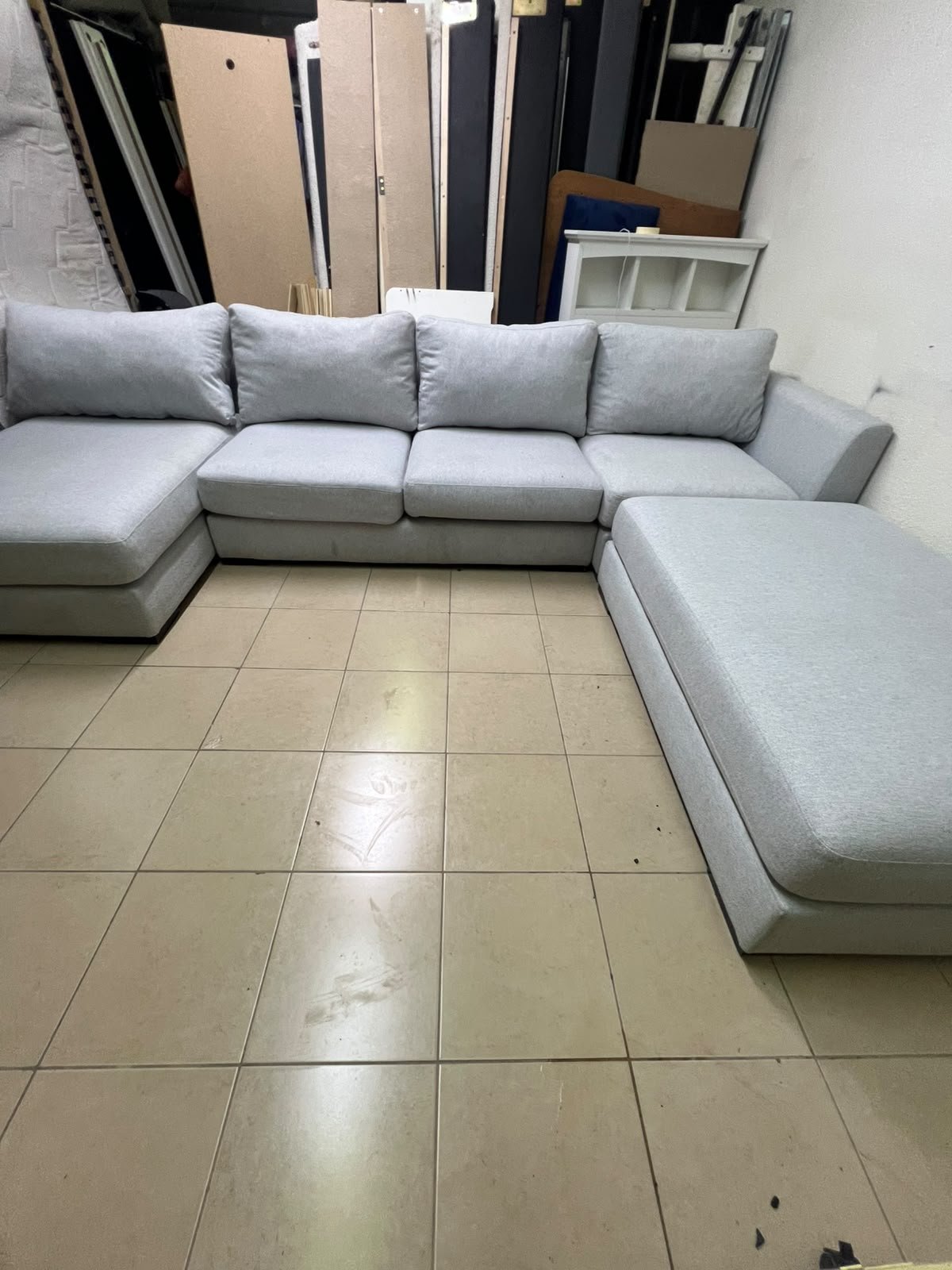 Modern Light Grey U-Shaped Sectional Sofa with 2 Chaise Lounges – Large Plush Fabric Couch with 3 Back Cushions & Solid Base for Living Room - Image 3