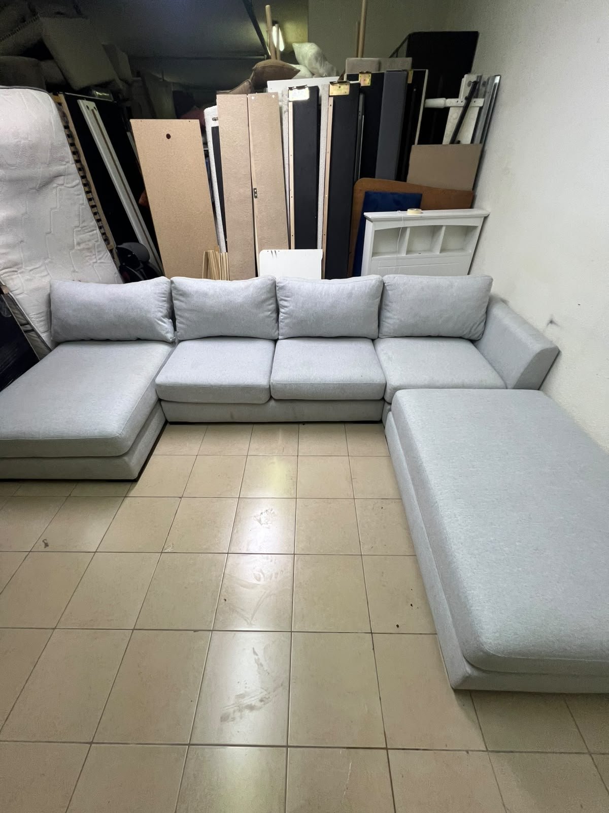 Modern Light Grey U-Shaped Sectional Sofa with 2 Chaise Lounges – Large Plush Fabric Couch with 3 Back Cushions & Solid Base for Living Room - Image 6