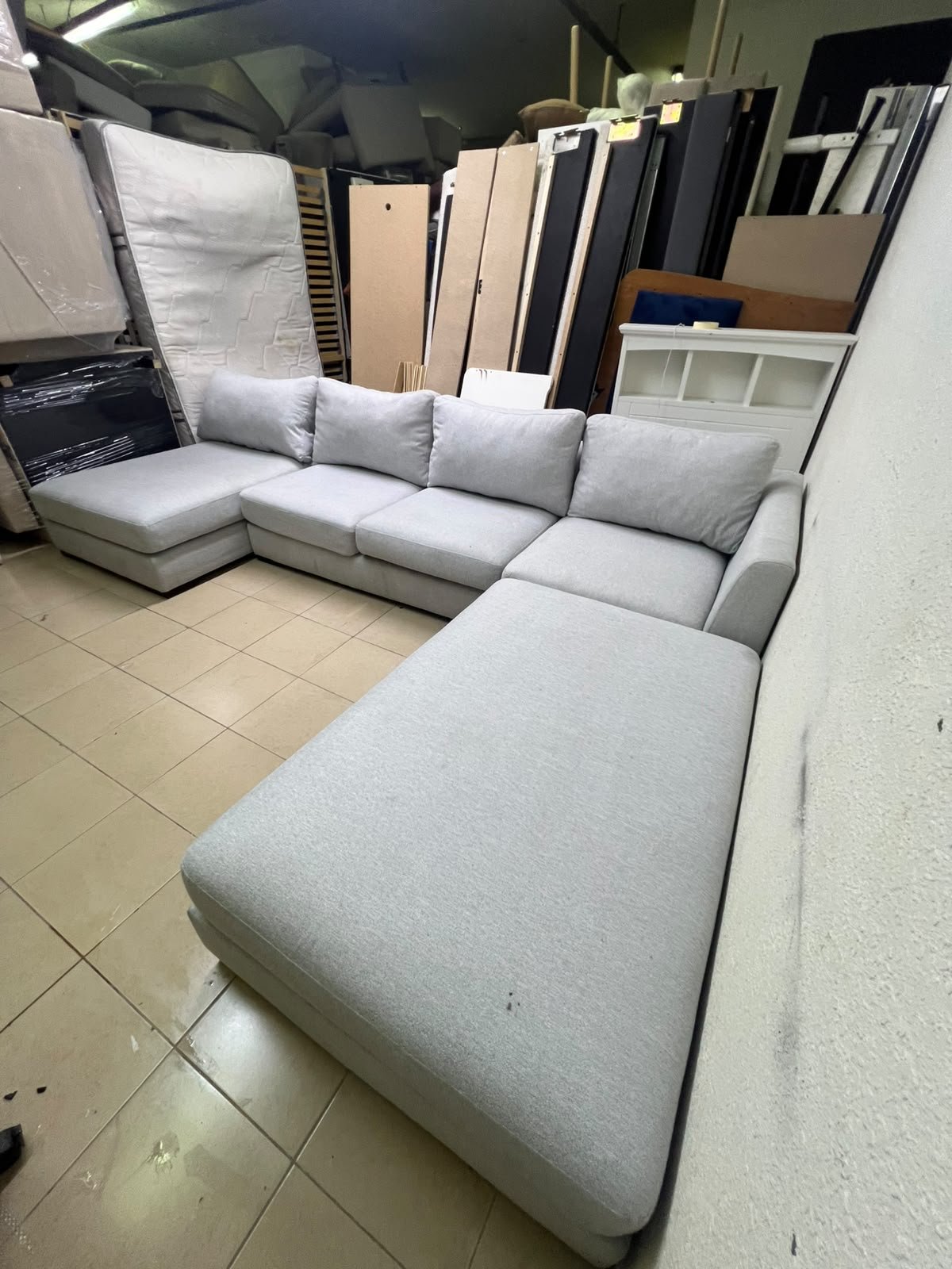 Modern Light Grey U-Shaped Sectional Sofa with 2 Chaise Lounges – Large Plush Fabric Couch with 3 Back Cushions & Solid Base for Living Room - Image 7