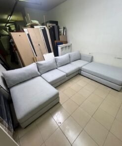 Modern Light Grey U-Shaped Sectional Sofa with 2 Chaise Lounges – Large Plush Fabric Couch with 3 Back Cushions & Solid Base for Living Room - Image 9