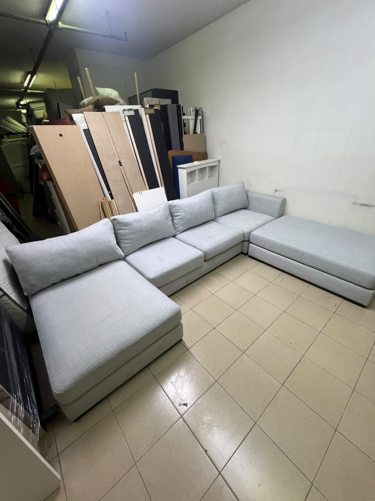Modern Light Grey U-Shaped Sectional Sofa with 2 Chaise Lounges – Large Plush Fabric Couch with 3 Back Cushions & Solid Base for Living Room - Image 9