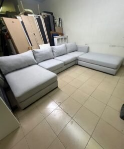 Modern Light Grey U-Shaped Sectional Sofa with 2 Chaise Lounges – Large Plush Fabric Couch with 3 Back Cushions & Solid Base for Living Room - Image 10
