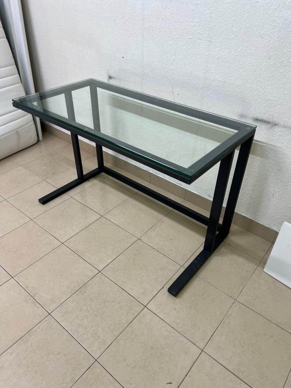 Modern Glass Top Desk with Black Metal Frame – Clear Tempered Glass Workstation with Industrial Steel Legs for Home Office, Study & Bedroom - Image 4