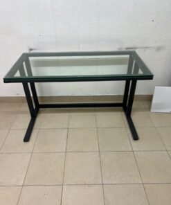 Modern Glass Top Desk with Black Metal Frame – Clear Tempered Glass Workstation with Industrial Steel Legs for Home Office, Study & Bedroom - Image 5