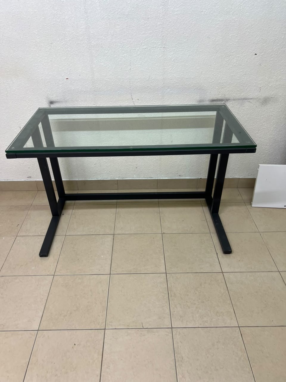 Modern Glass Top Desk with Black Metal Frame – Clear Tempered Glass Workstation with Industrial Steel Legs for Home Office, Study & Bedroom - Image 5