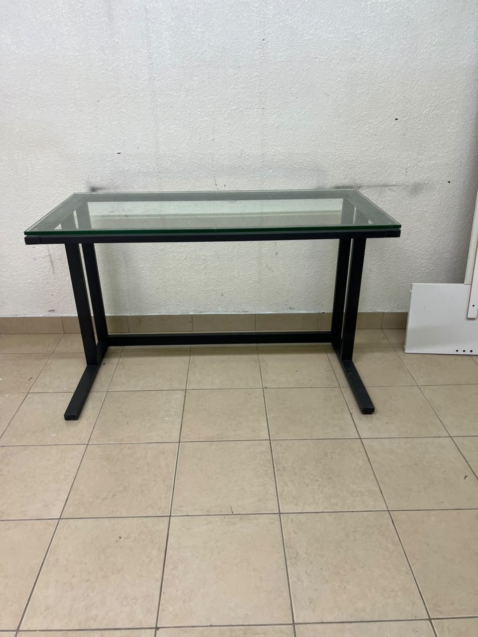 Modern Glass Top Desk with Black Metal Frame – Clear Tempered Glass Workstation with Industrial Steel Legs for Home Office, Study & Bedroom - Image 6