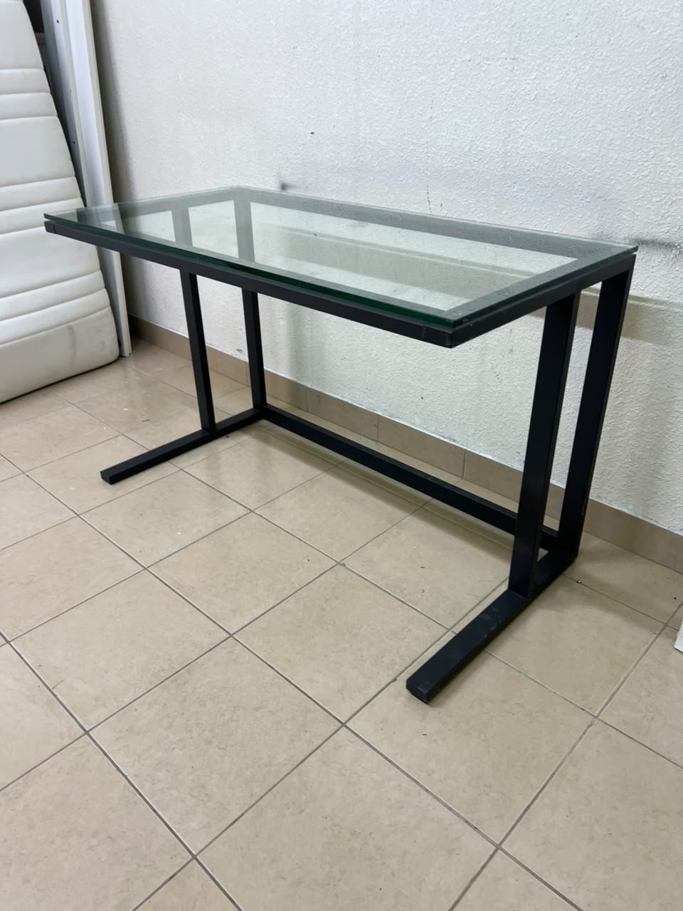 Modern Glass Top Desk with Black Metal Frame – Clear Tempered Glass Workstation with Industrial Steel Legs for Home Office, Study & Bedroom - Image 2