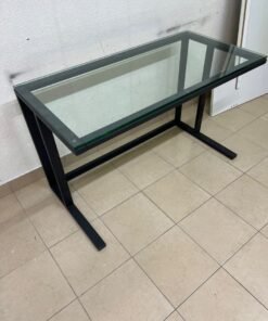 Modern Glass Top Desk with Black Metal Frame – Clear Tempered Glass Workstation with Industrial Steel Legs for Home Office, Study & Bedroom - Image 9