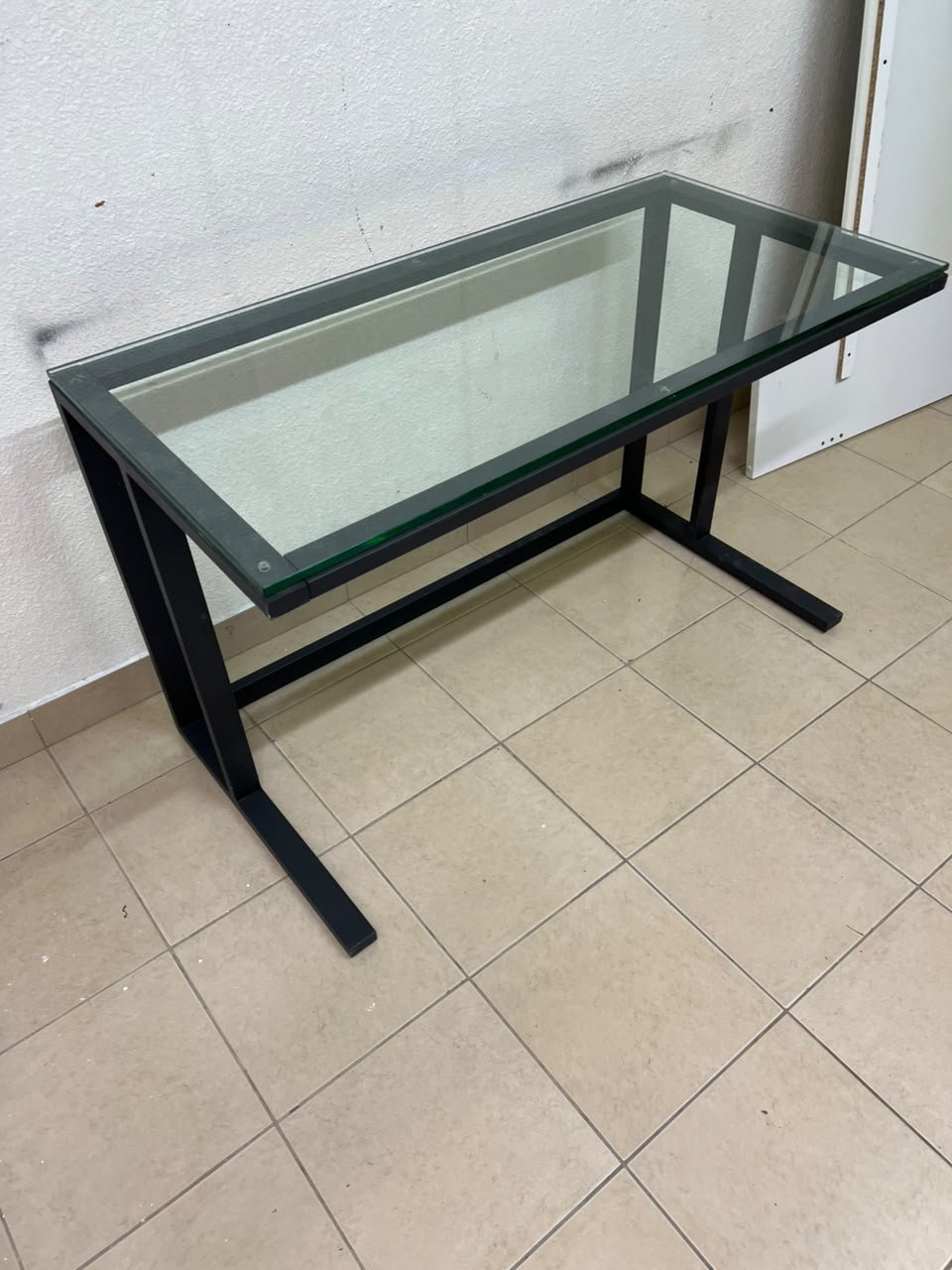 Modern Glass Top Desk with Black Metal Frame – Clear Tempered Glass Workstation with Industrial Steel Legs for Home Office, Study & Bedroom - Image 9