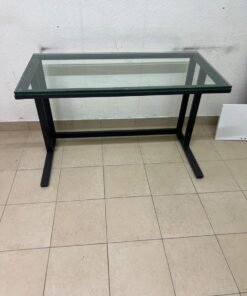 Modern Glass Top Desk with Black Metal Frame – Clear Tempered Glass Workstation with Industrial Steel Legs for Home Office, Study & Bedroom - Image 10