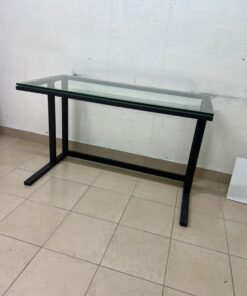 Modern Glass Top Desk with Black Metal Frame – Clear Tempered Glass Workstation with Industrial Steel Legs for Home Office, Study & Bedroom - Image 11