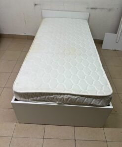Modern White Bed Frame with Quilted Mattress – Minimalist Wooden Bed with Headboard & White Storage Base for Bedroom & Guest Room - Image 2