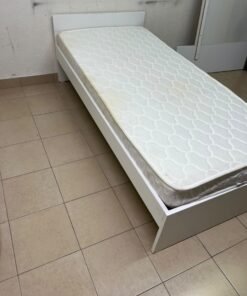 Modern White Bed Frame with Quilted Mattress – Minimalist Wooden Bed with Headboard & White Storage Base for Bedroom & Guest Room - Image 4