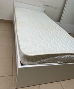 Modern White Bed Frame with Quilted Mattress – Minimalist Wooden Bed with Headboard & White Storage Base for Bedroom & Guest Room - Image 5
