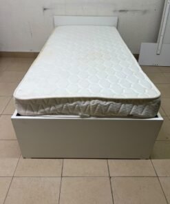 Modern White Bed Frame with Quilted Mattress – Minimalist Wooden Bed with Headboard & White Storage Base for Bedroom & Guest Room - Image 6