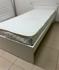 Modern White Bed Frame with Quilted Mattress – Minimalist Wooden Bed with Headboard & White Storage Base for Bedroom & Guest Room - Image 8