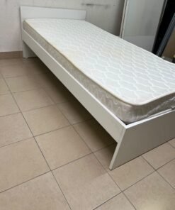 Modern White Bed Frame with Quilted Mattress – Minimalist Wooden Bed with Headboard & White Storage Base for Bedroom & Guest Room - Image 9