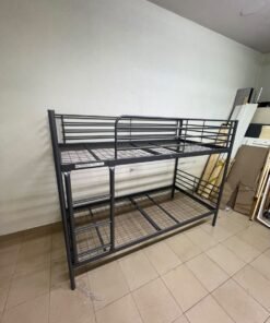 A metal bunk bed (similar to a metal bunk bed of a comparable style on Noon) featuring a solid iron frame with a built-in ladder and a mesh base. - Image 2