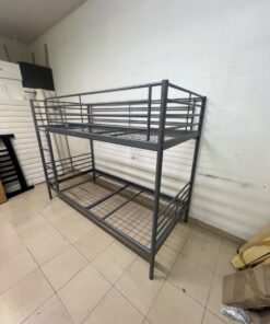 A metal bunk bed (similar to a metal bunk bed of a comparable style on Noon) featuring a solid iron frame with a built-in ladder and a mesh base. - Image 5