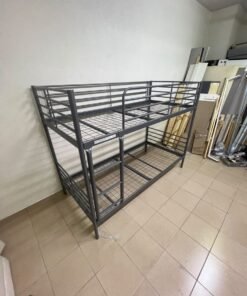 A metal bunk bed (similar to a metal bunk bed of a comparable style on Noon) featuring a solid iron frame with a built-in ladder and a mesh base. - Image 6