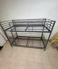 A metal bunk bed (similar to a metal bunk bed of a comparable style on Noon) featuring a solid iron frame with a built-in ladder and a mesh base. - Image 7