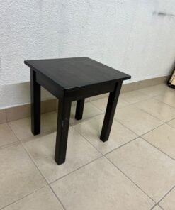 A small, square wooden side table with a dark brown or black finish, featuring four straight legs. - Image 2