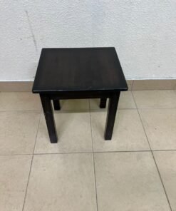 A small, square wooden side table with a dark brown or black finish, featuring four straight legs. - Image 3