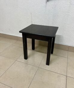 A small, square wooden side table with a dark brown or black finish, featuring four straight legs. - Image 4