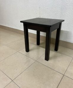 A small, square wooden side table with a dark brown or black finish, featuring four straight legs. - Image 6